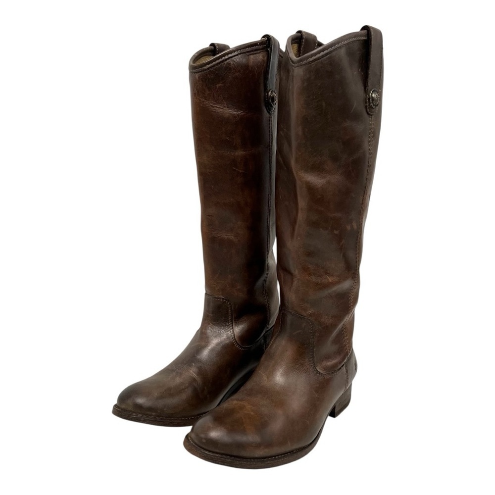 Frye Melissa Button Brown Leather Riding Boots Western Women’s 7 - Picture 1 of 13